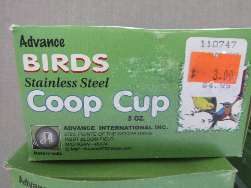lot 159-COPY image: 10 stainless steel bird coop cups...
