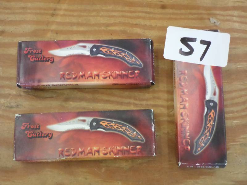 lot 57 image: (3) New Frost Cutlery Folding Knive...