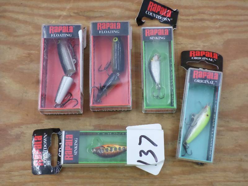 lot 137 image: (5) Assorted New Rapala Crankbait L...