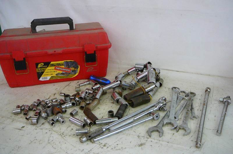 Tool Box and Tools 12-38 Sockets, Braker Bar, Rachet, Wrenchs
