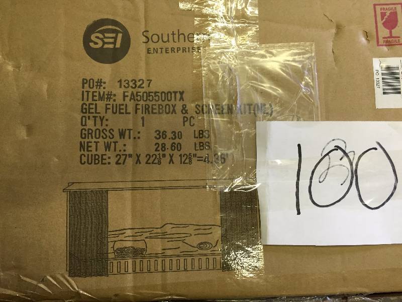 Southern Enterprises FA505500TX Gel Fuel Fire Box and Screen