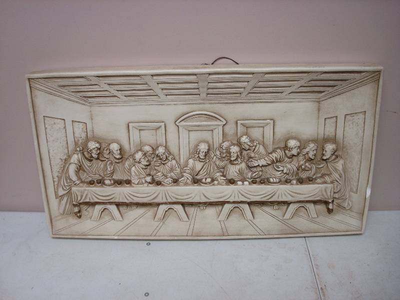 lot 44 image: Last Supper Ceramic Picture, Some Wear, Chips