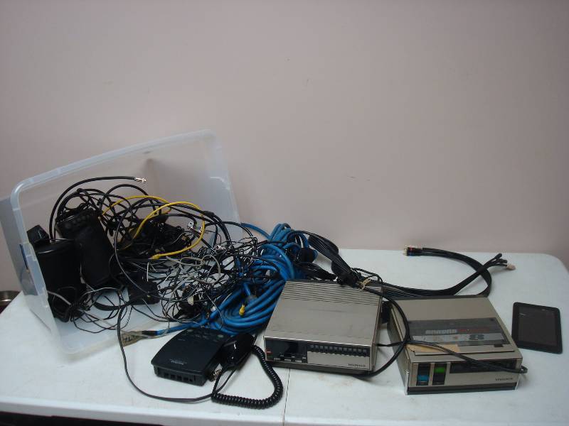 lot 85 image: Bin Filled With Scrap Wires, Cracked Tablet
