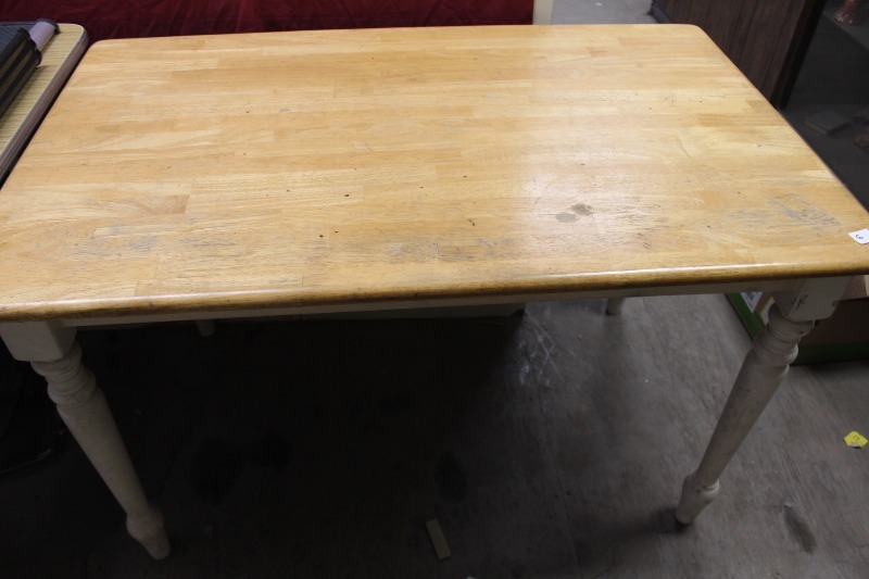 Pine Table with White Painted Legs