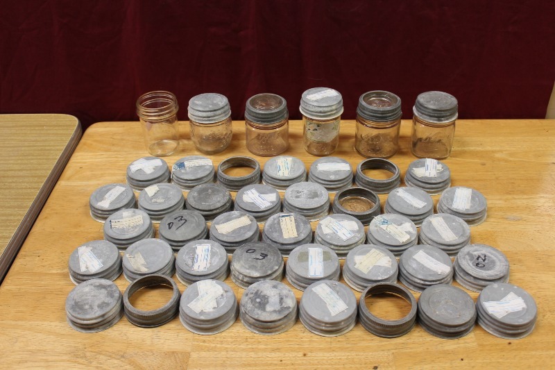 Antique Canning Jars and Many Zinc Lids