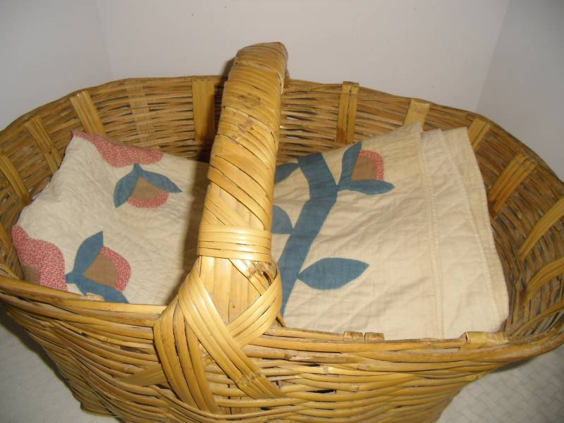 Handmade Quilt and and Large Basket