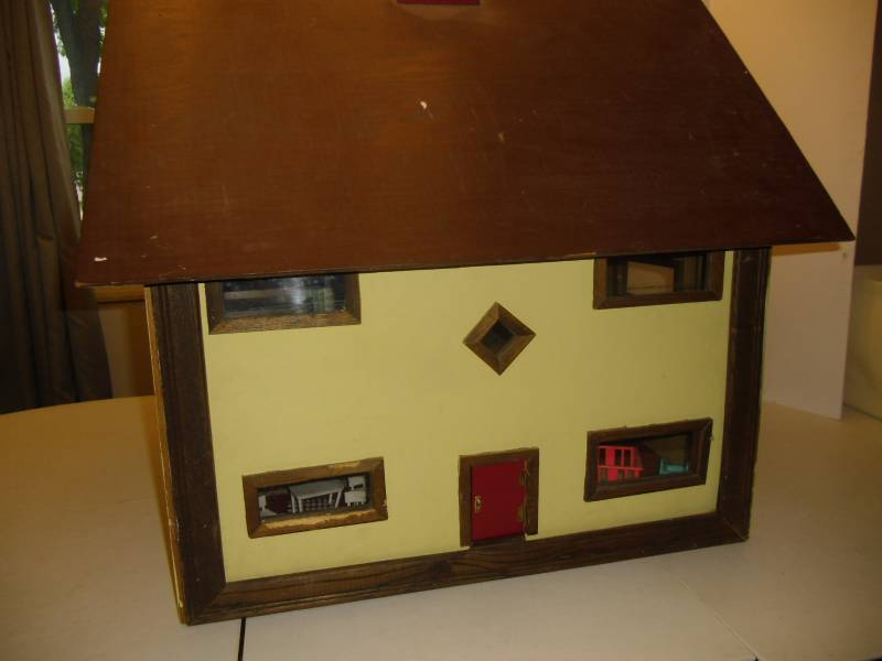 1970s Handmade Large 2 Story Dollhouse with Furniture