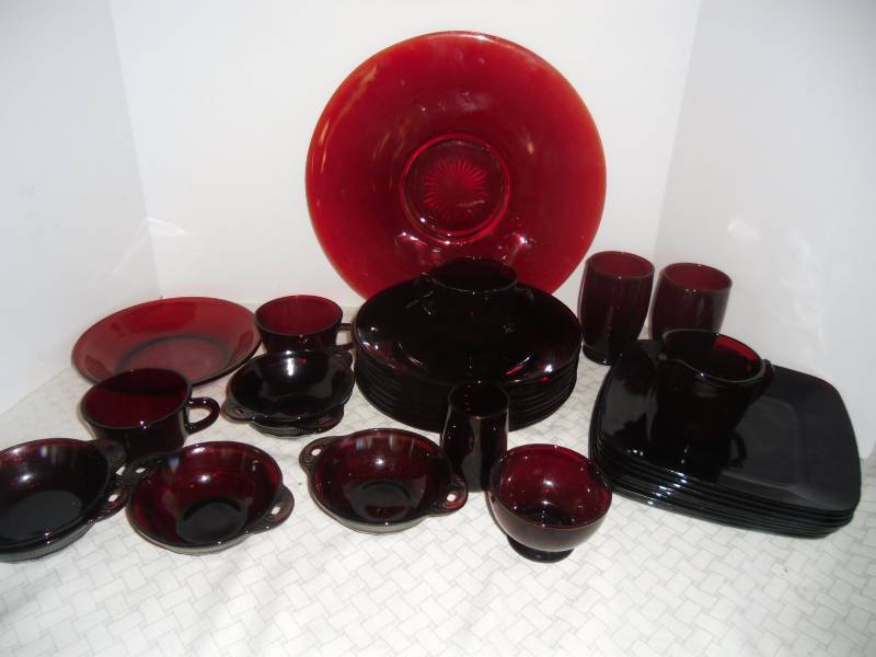 Deep Red  Cranberry Red Glass Dishware