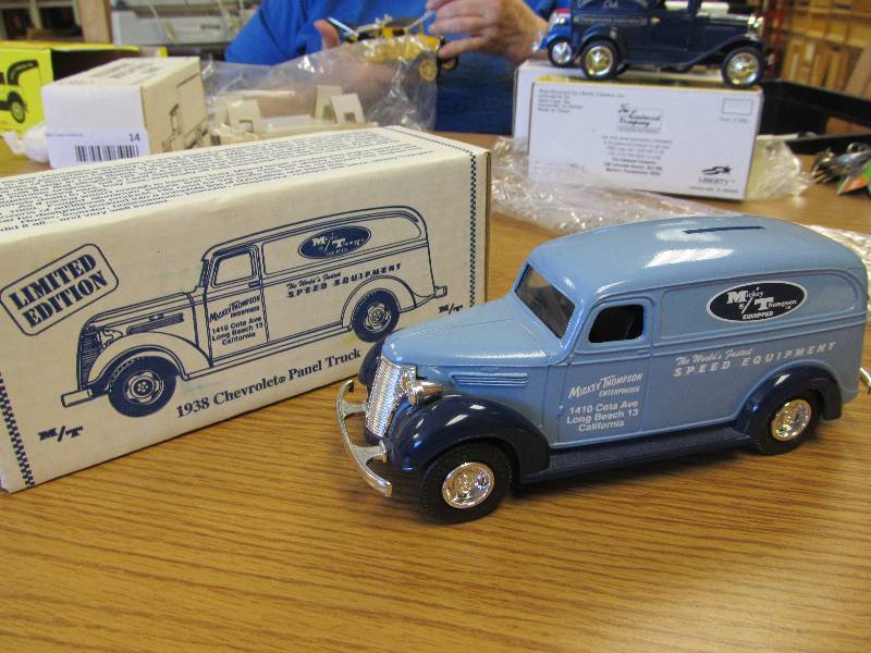 lot 15 image: 1938 Chevy Mickey Thompson Panel Delivery Van 124 Scale Diecast Bank