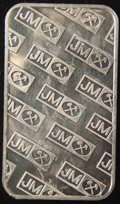 lot 60 image: 1 TROY Oz. 999 FINE SILVER BAR JM REFINERS