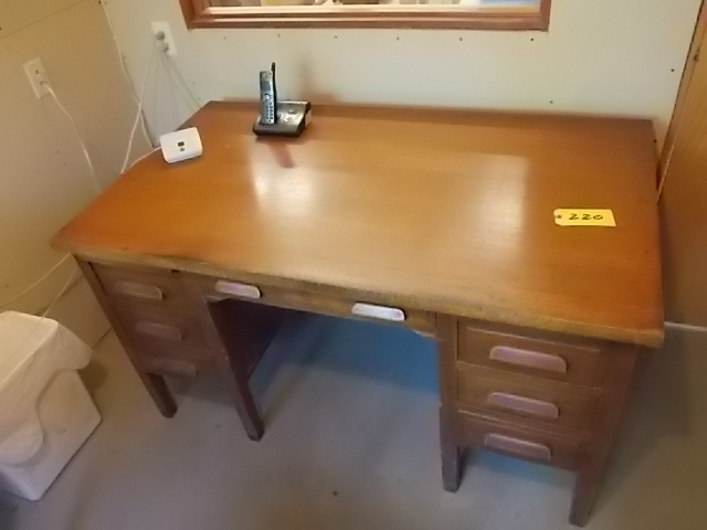 lot 220 image: Office Desk, 14 Sawn White Oak, 32...