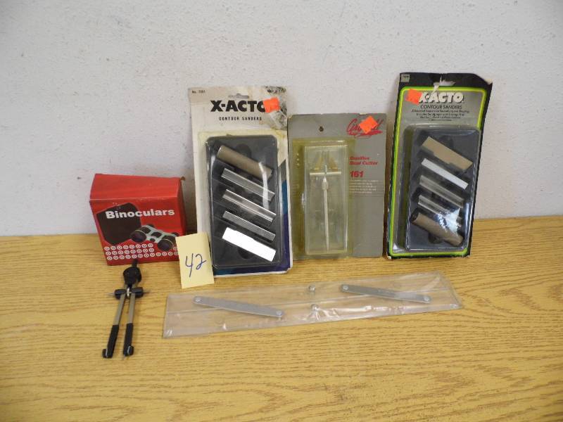 lot 42 image: Xacto Sanders, Cutters, Binoculars