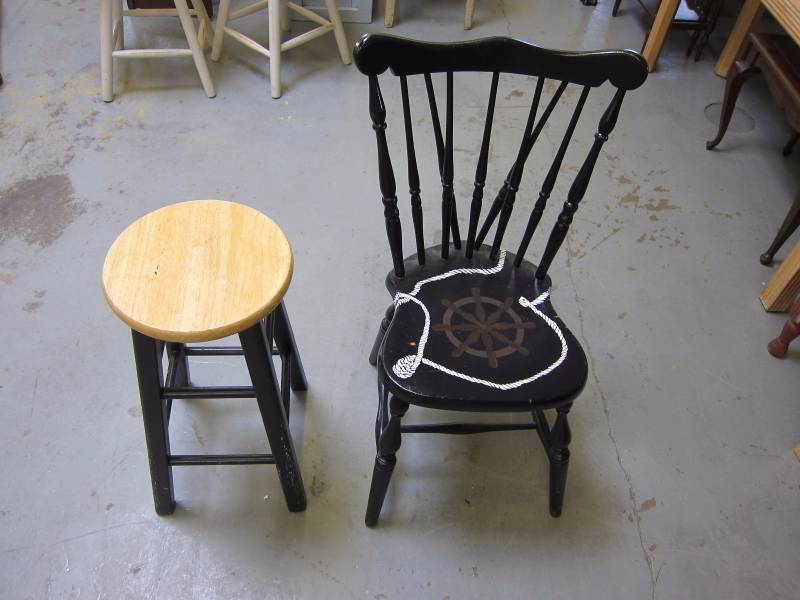 lot 53 image: Antique Chair & Stool