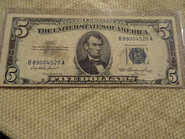 1953 5 dollar silver certificate