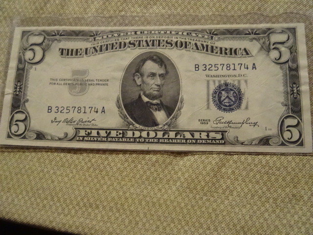 1953 5 dollar silver certificate