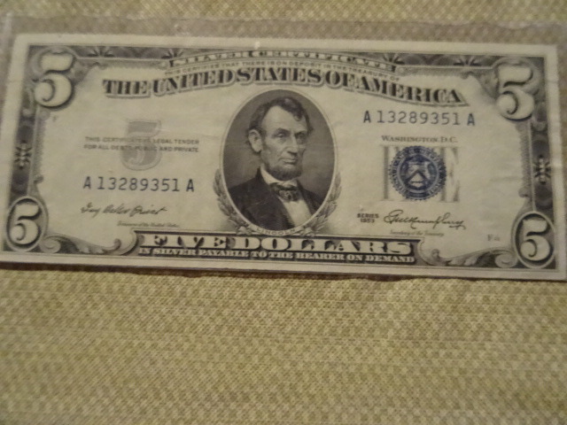 1953 5 dollar silver certificate