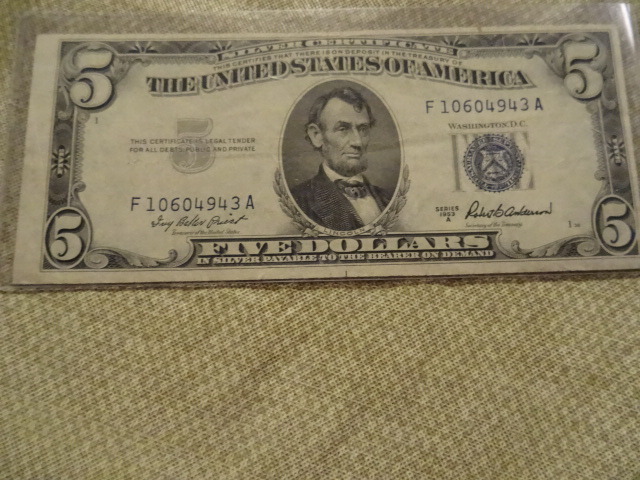 1953 A 5 dollar silver certificate