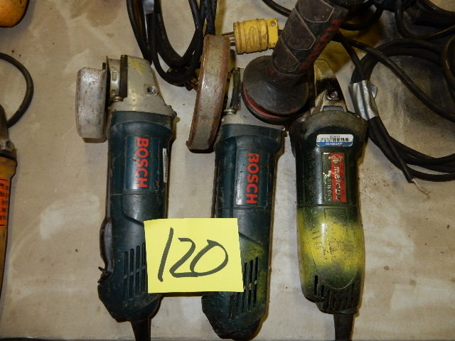 lot 120 image: Three Bosch Four and One Half Inch Angle Grinders