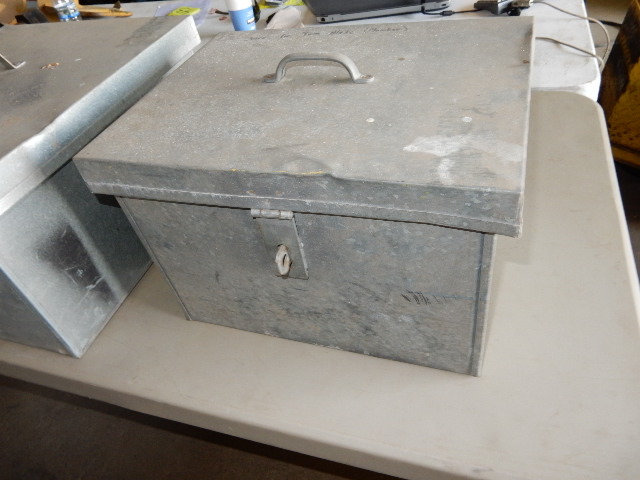 lot 149 image: FIVE Galvanized Metal Storage Boxes with Covers
