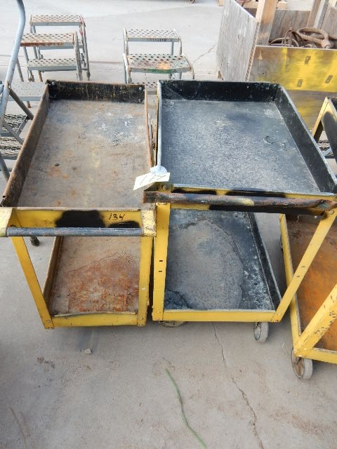 lot 179 image: 2 ,Rolling metal carts.. Needs some work