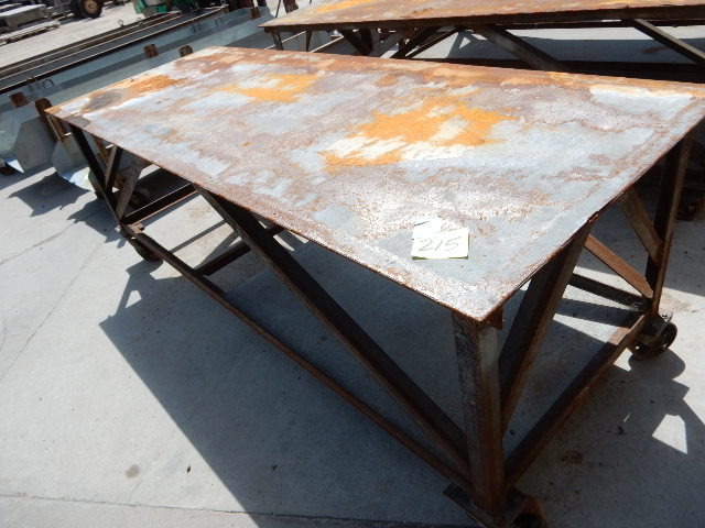 lot 215 image: Heavy Steel Table.  With bottom rack.. On wheels