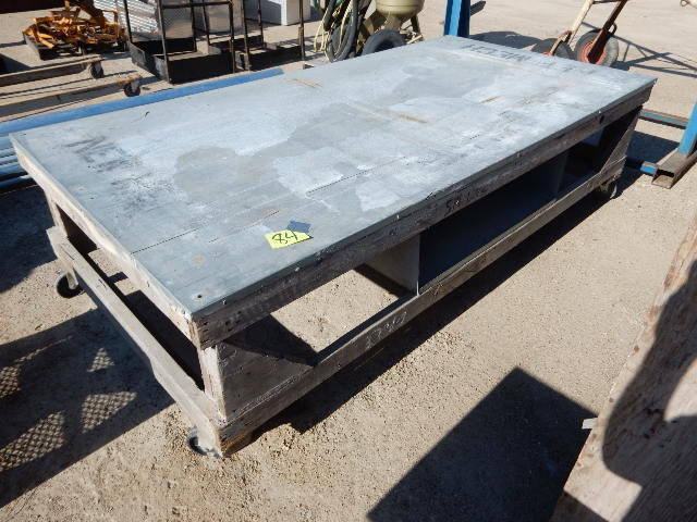 lot 84 image: Heavy Duty table with wheels and galvanized top