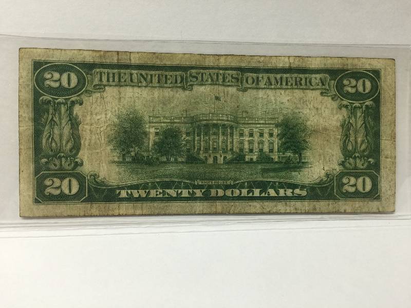 lot 18 image: 1929 $20 Federal Reserve Bank of New York