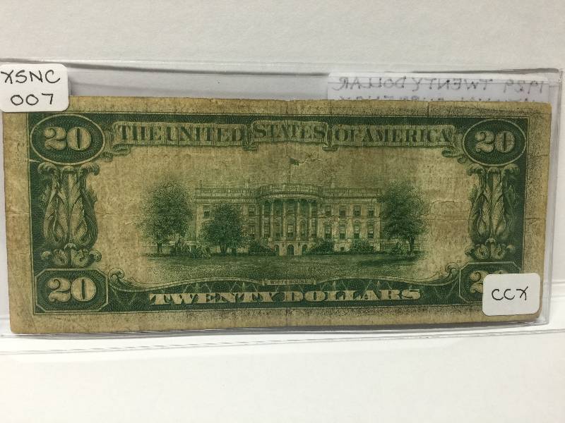 lot 22 image: 1929 $20 Federal Reserve Bank of Philadelphia,PA