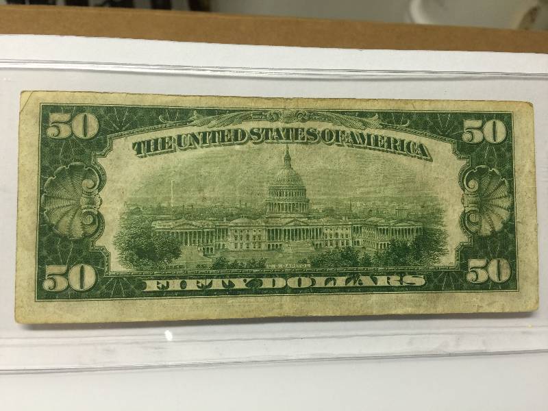 lot 28 image: 1934 $50 DOLLARS Federal Reserve Note