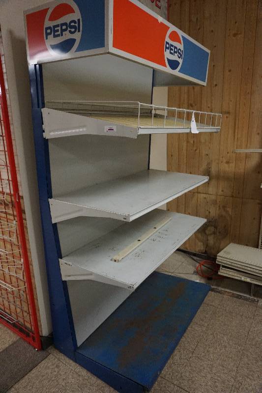 lot 23 image: Pepsi Themed Metal Retail Display RackShelving Unit