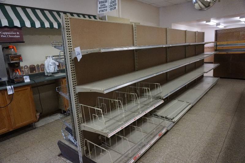 lot 26 image: Metal Retail Two Sided Shelving Unit