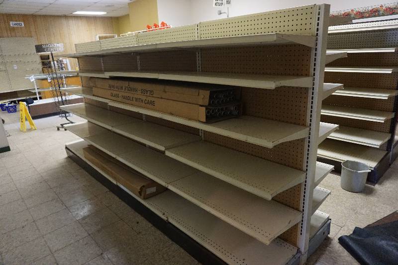 lot 28 image: Metal Retail Two Sided Shelving Unit