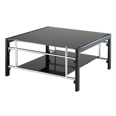 lot 113 image: Powell 629-200 Gloss BlackSilver Square Cocktail Table