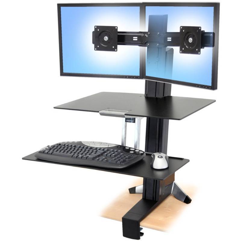 lot 132 image: Ergotron 33-349-200 WorkFit-S, Dual Monitor with Worksurface