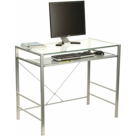 lot 133 image: Z-Line Designs Capri Glass and Metal Desk, Silver