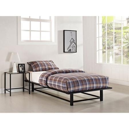 lot 157 image: Parsons Twin Metal Ledge Platform Bed, Black