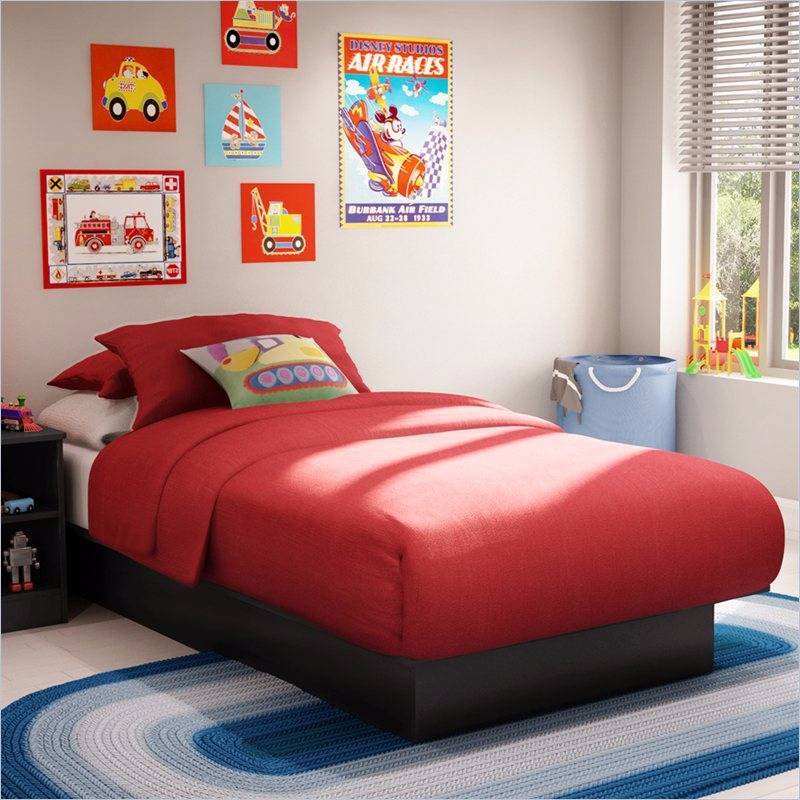 lot 162 image: South Shore Libra Twin Platform Bed - Solid Black