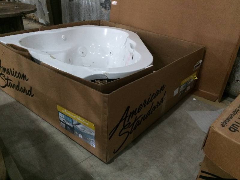 lot 2 image: American Standard Champion Corner Whirlpool Tub in White