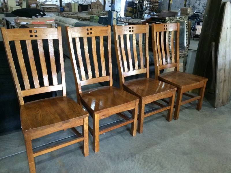 lot 33 image: Four- High Quality Solid Oak Wood Chairs