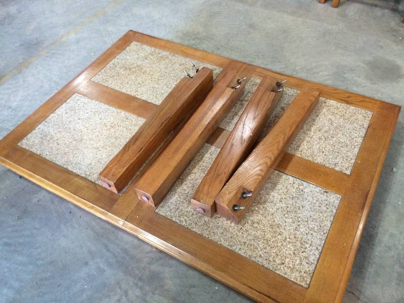 lot 34 image: High Quality Oak and Granite Dinning Table
