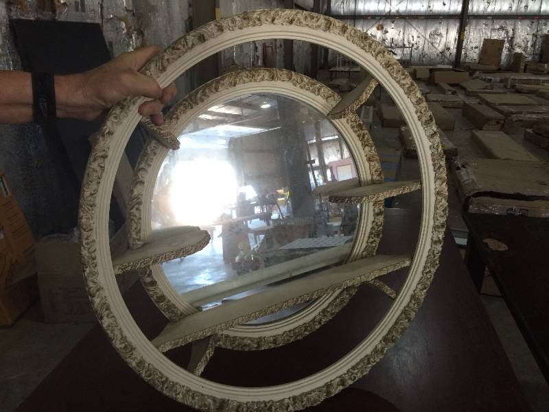 lot 68 image: Really Unique Vintage Wall Mirror With Shelves