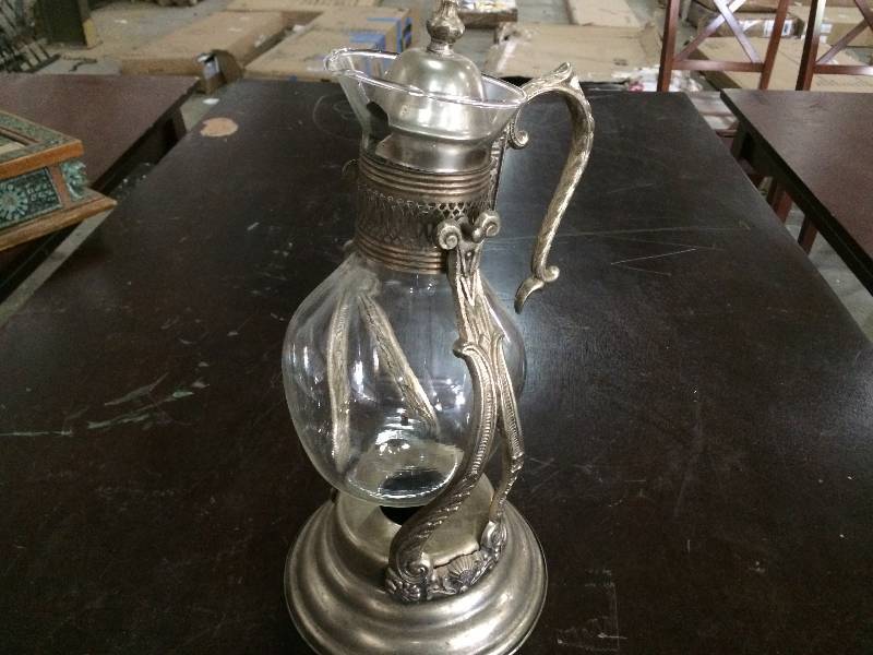 lot 70 image: Vintage Hanging Silver Plate and Glass CoffeeTea Server