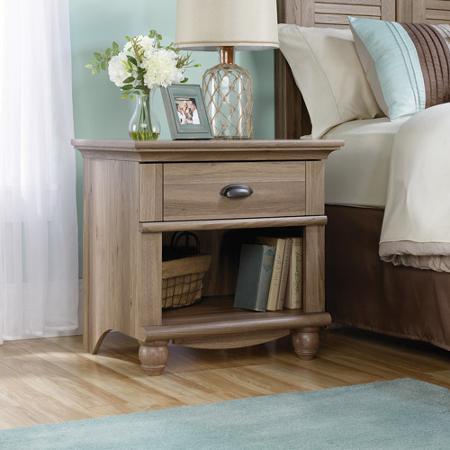 lot 250 image: Sauder Harbor View 1-Drawer Nightstand, Salt Oak