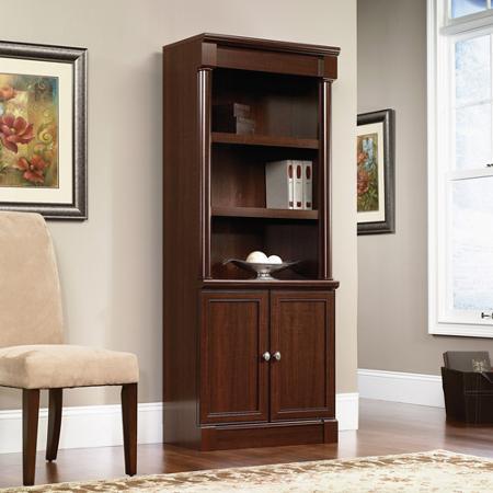 lot 112 image: Sauder Palladia 3-Shelf Library Bookshelf with Doors - Cherry