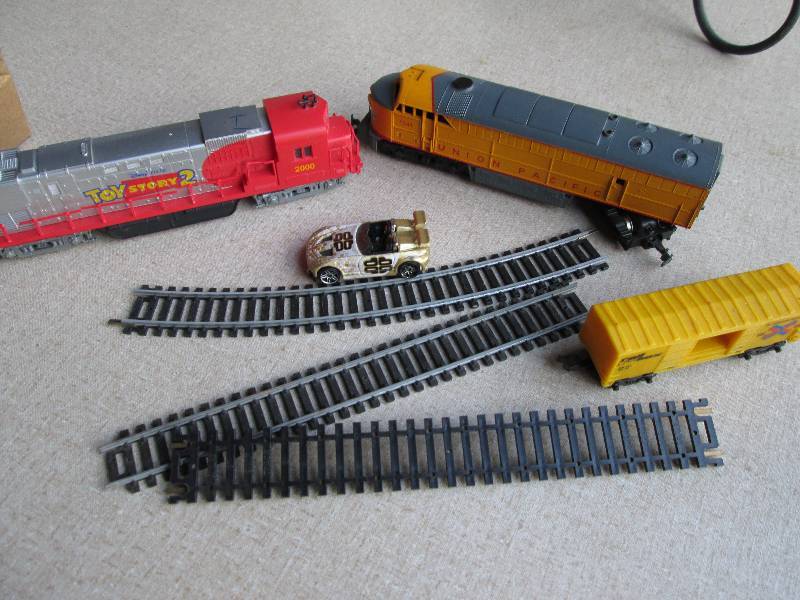 Lot of model railroad cars and trac...