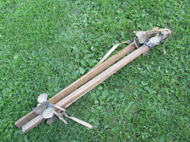 Pair of antique car top carrier sup...
