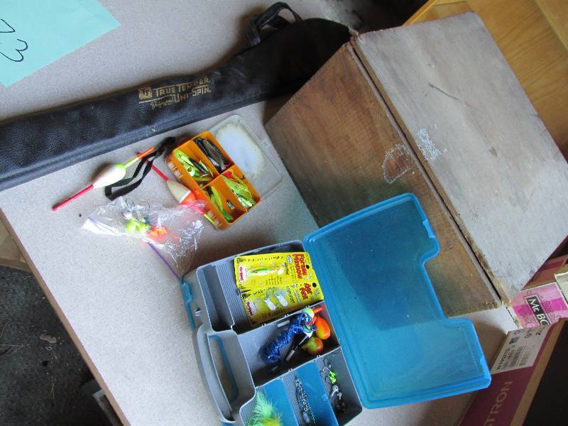 Lot of fishing tackle, boxes, pole ...