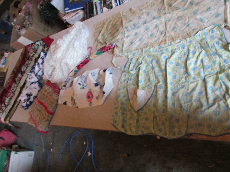Vintage apron, bonnet, curtains and...