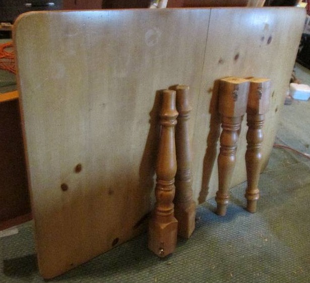 All wood table with drawers on both...