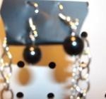 Silver and Black Necklace with Earrings